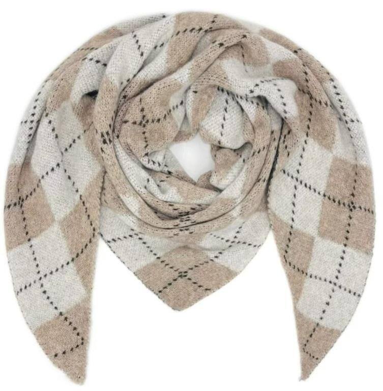 Triangel Scarf Rutig - Taupe