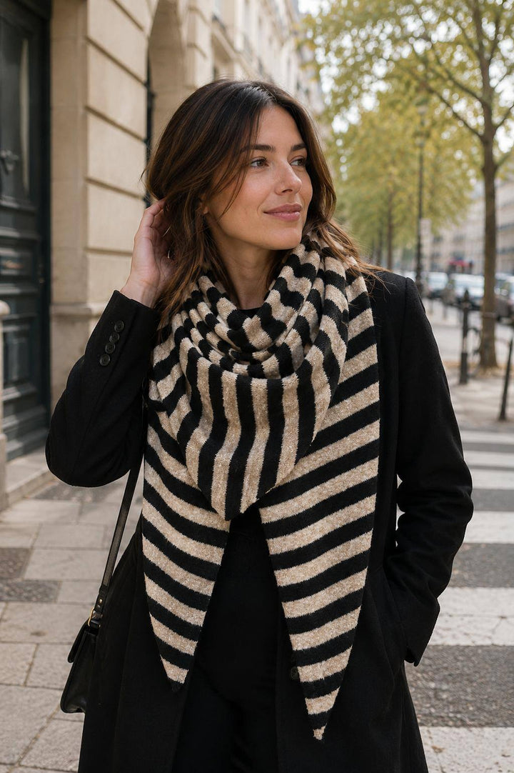 Triangel Scarf Randig - Black