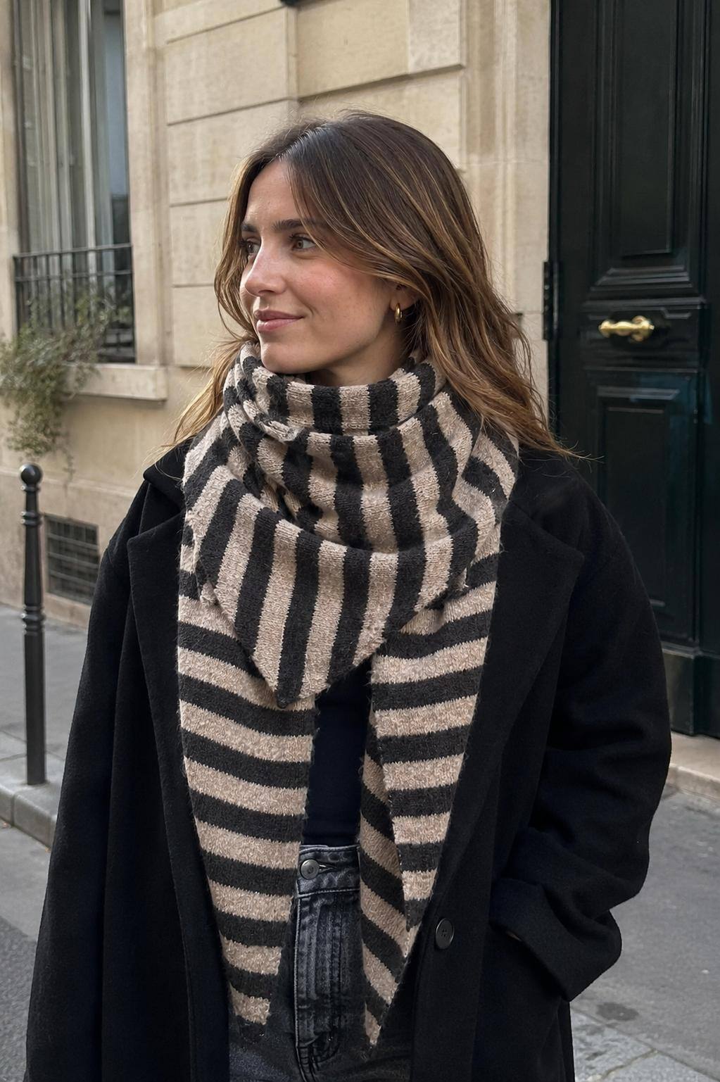 Triangel Scarf Randig - Brown