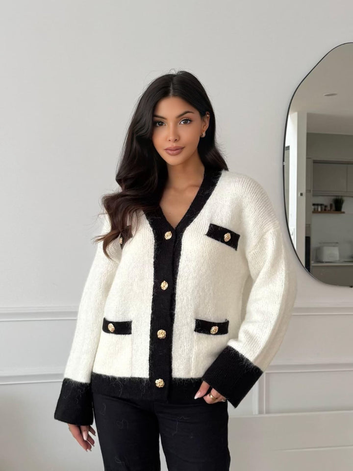 SELECTED BY KABARE - Estrella - Kofta/Jacka med guldknappar