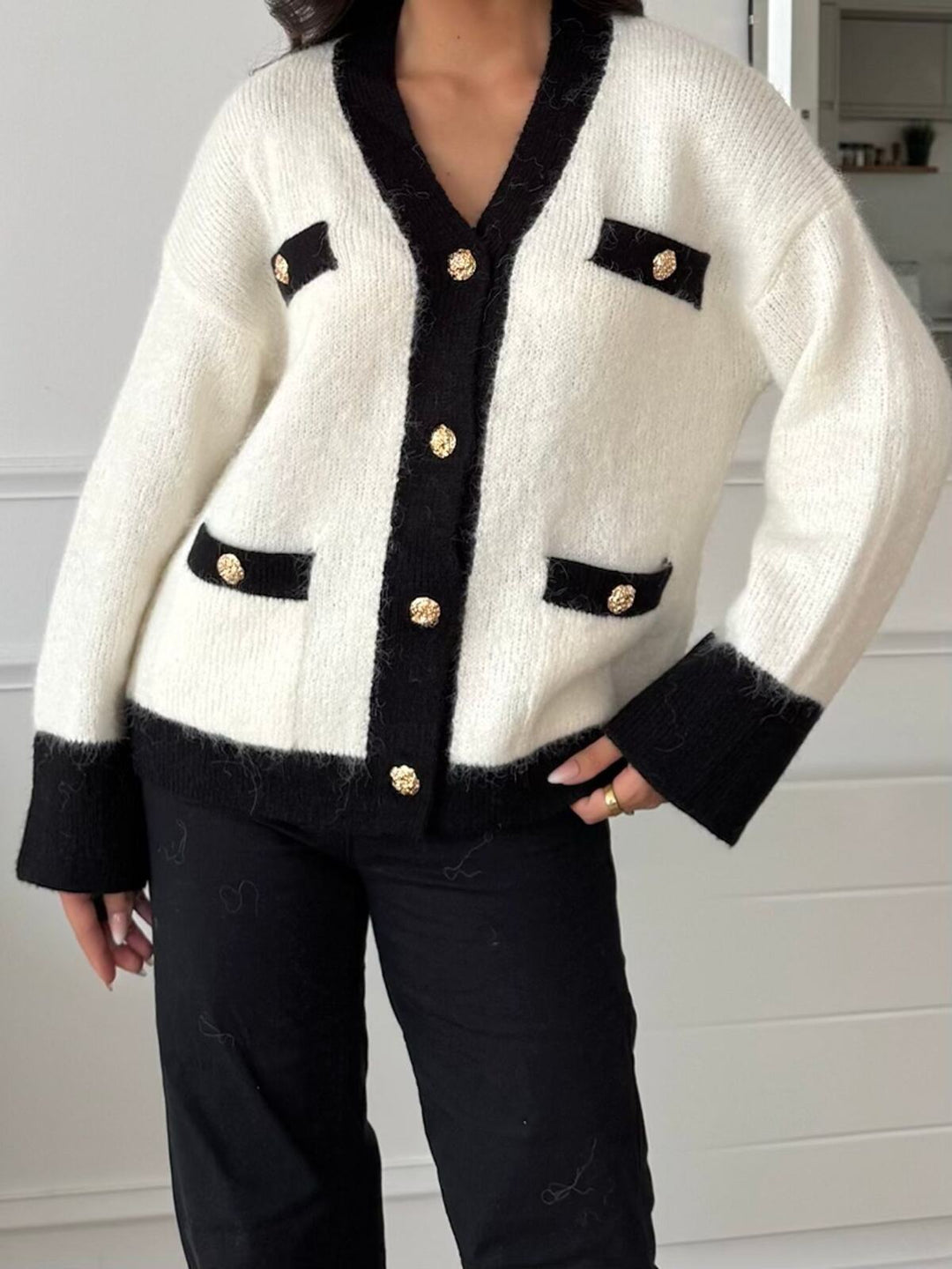 SELECTED BY KABARE - Estrella - Kofta/Jacka med guldknappar