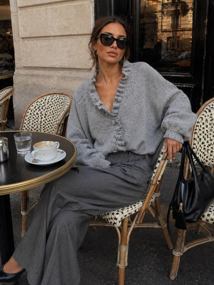 EMMY - Knit Cardigan - Grey Melange