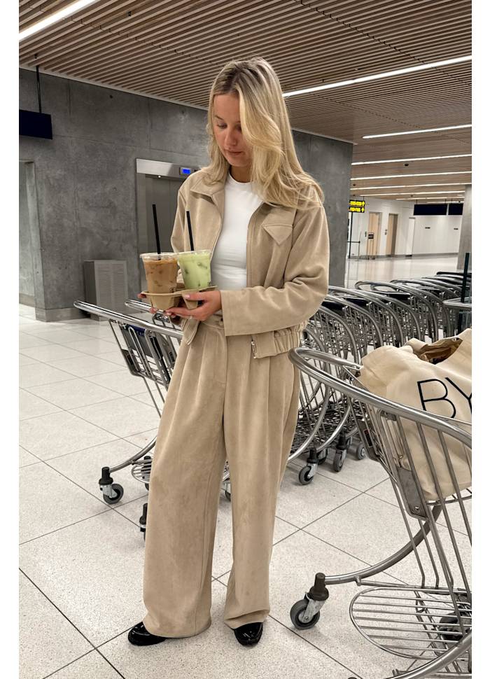 CLARA - Suede Pants - Beige