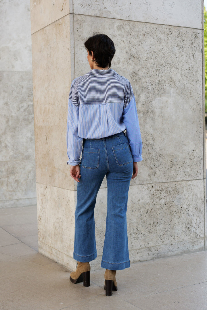ELENETTE - Flared Jeans - Medium Blue
