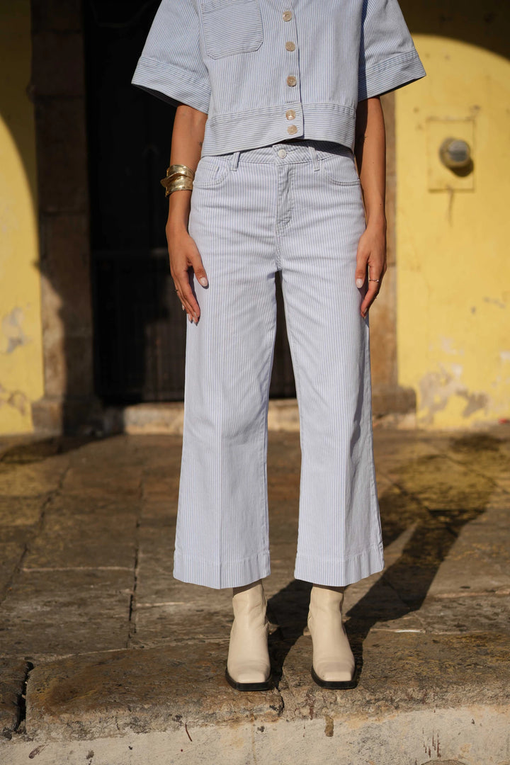 WINDY - Striped Wide Jeans