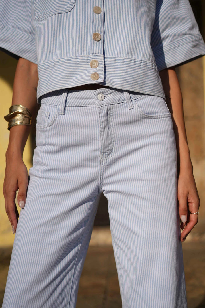 WINDY - Striped Wide Jeans