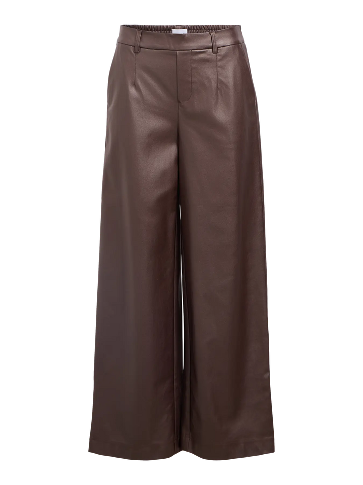 LISA Wide - Coated Pants - Seal Brown