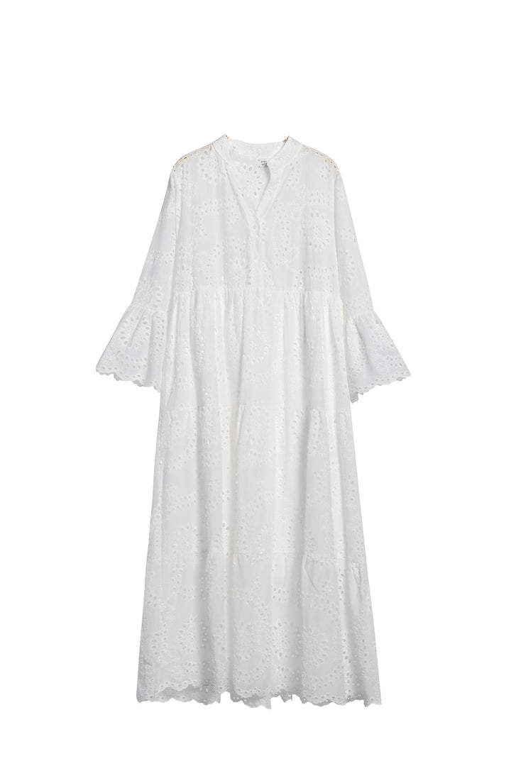 SELECTED BY KABARE - White Occasion - Broderie Anglaise Long Dress