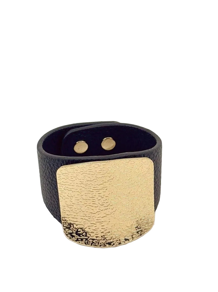 LEE - Big leather look bracelet - Black