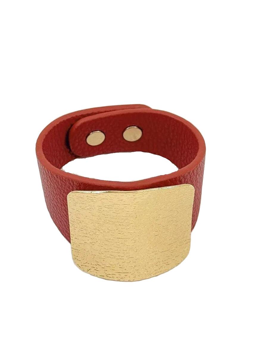 LEE - Big leather look bracelet - Red