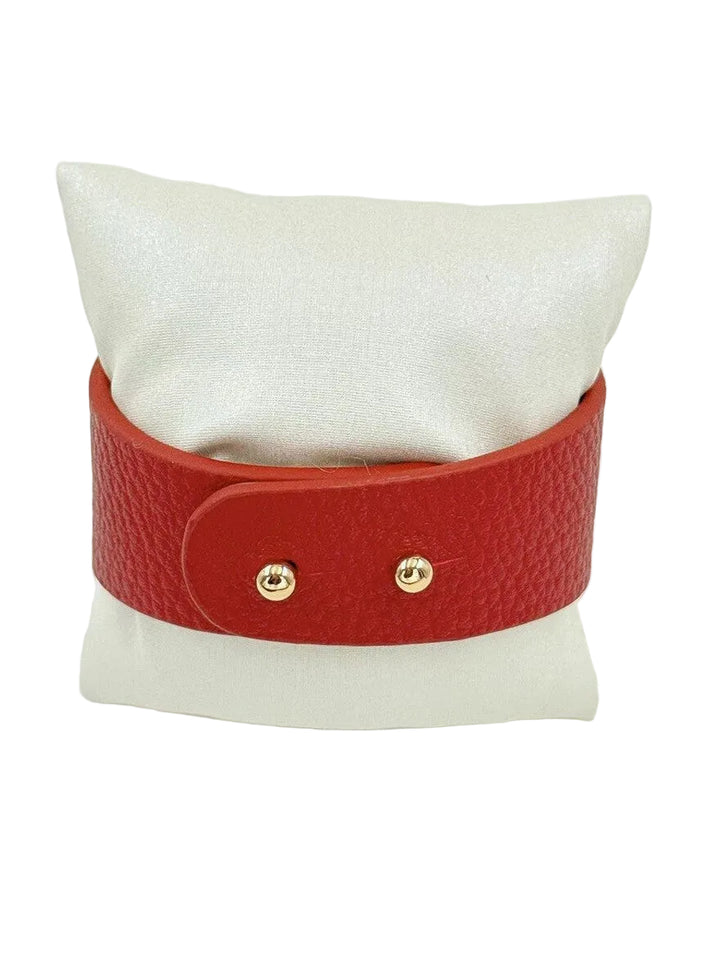LEE - Big leather look bracelet - Red