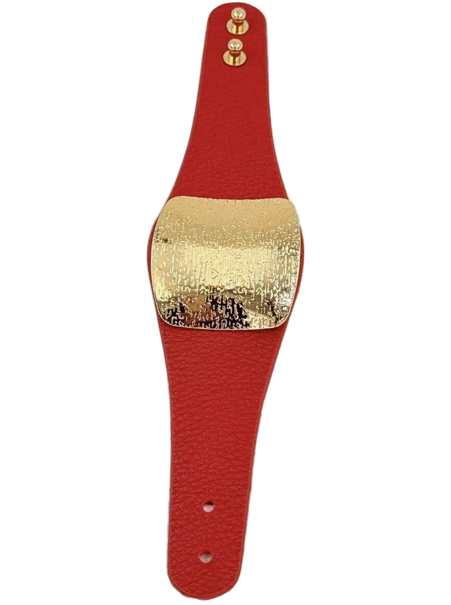 LEE - Big leather look bracelet - Red