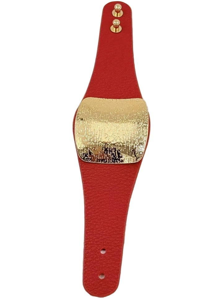 LEE - Big leather look bracelet - Red