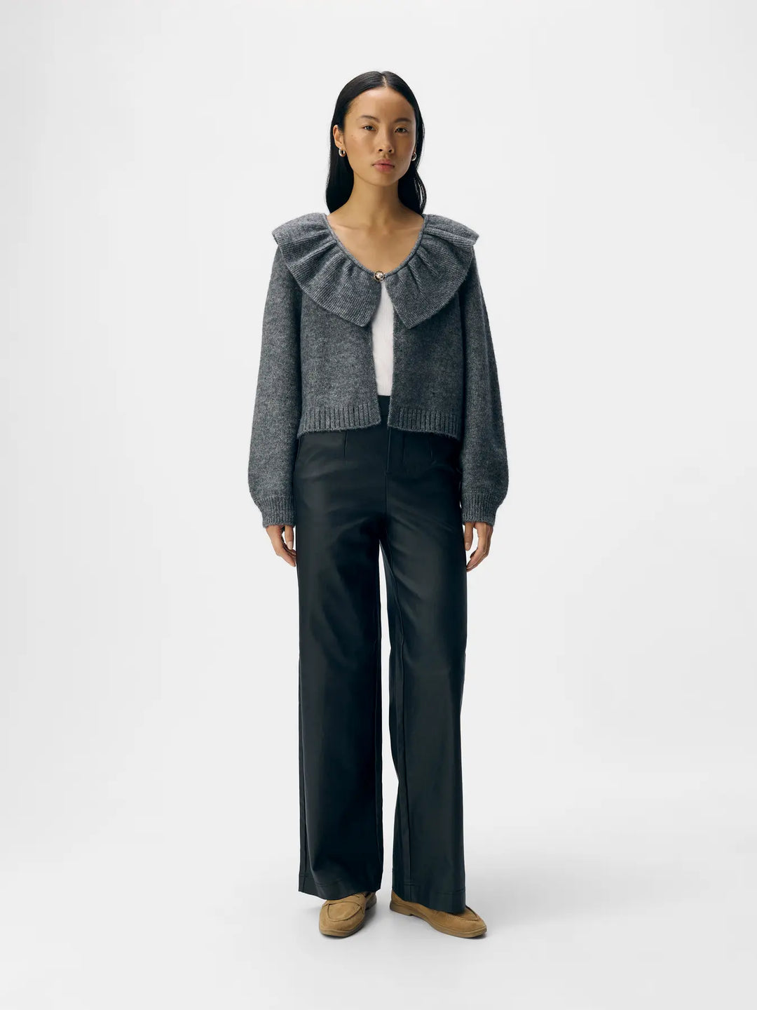 OBJECT - Denisi Knit Cardigan - Medium Grey Melange