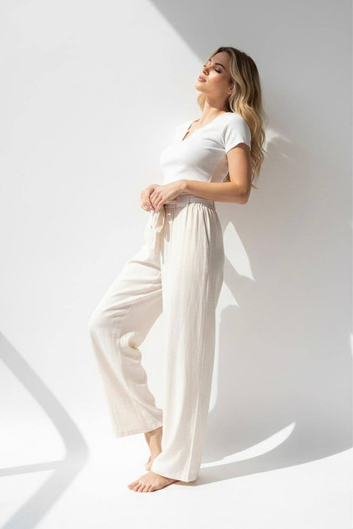 MADRID - Flowy Linnebyxor - Natur