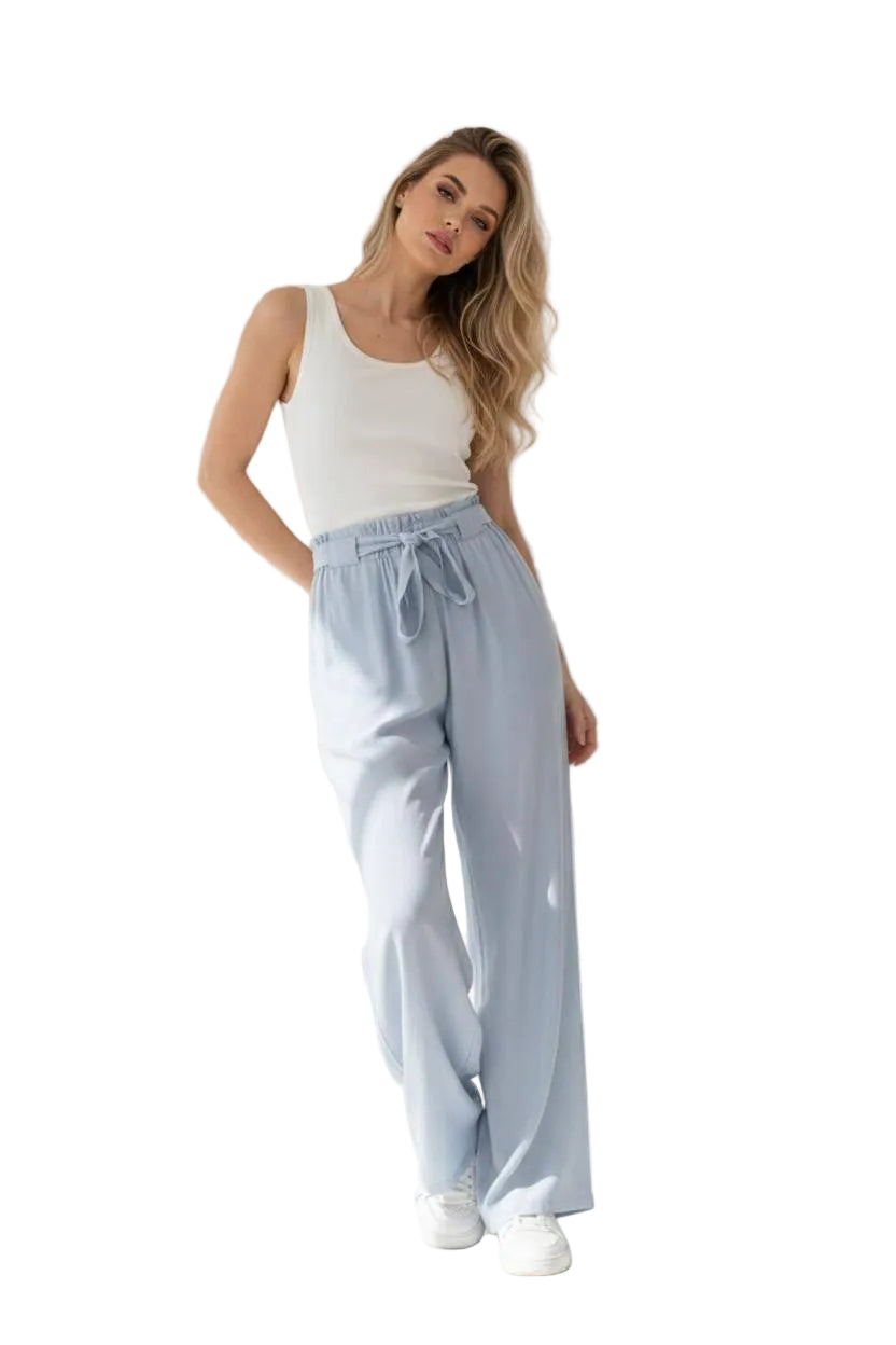 MADRID - Flowy Linnebyxor - Light Blue