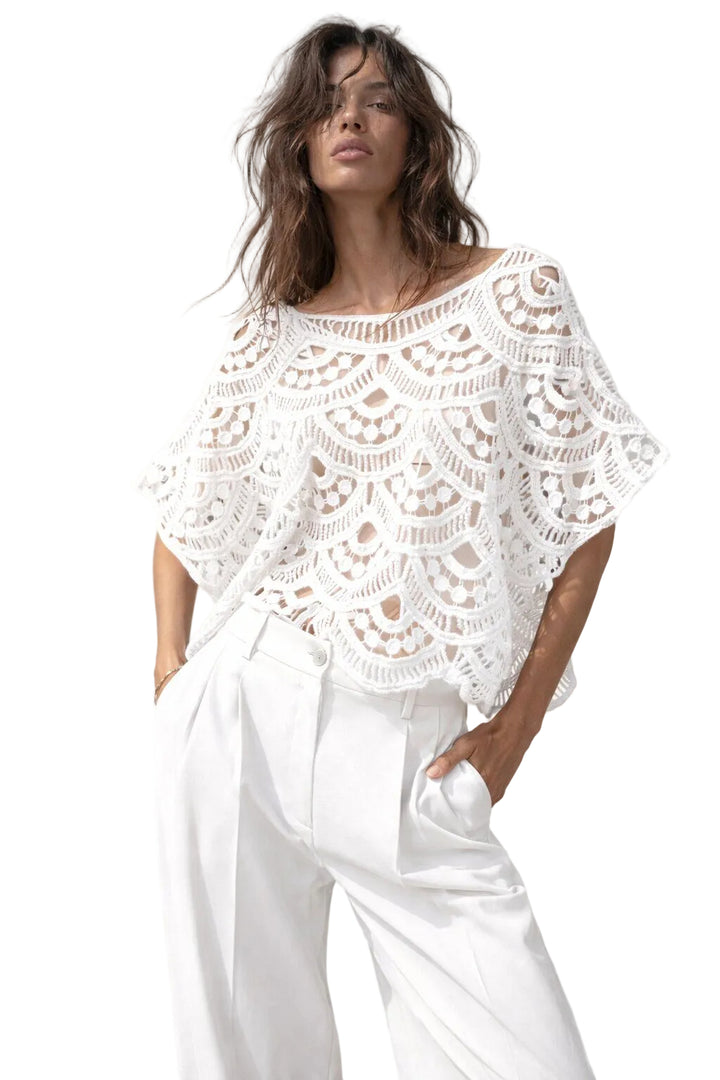 SELECTED BY KABARE - White Occasion  - Crochet Sweater - White