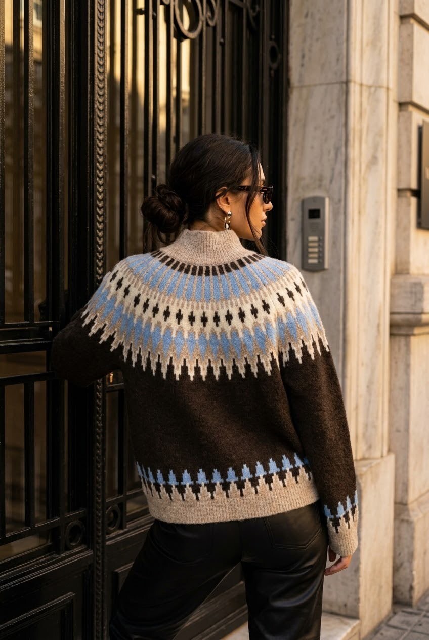 Vera - Jaquard Jumper  - Brown