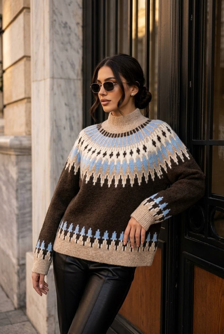 Vera - Jaquard Jumper  - Brown