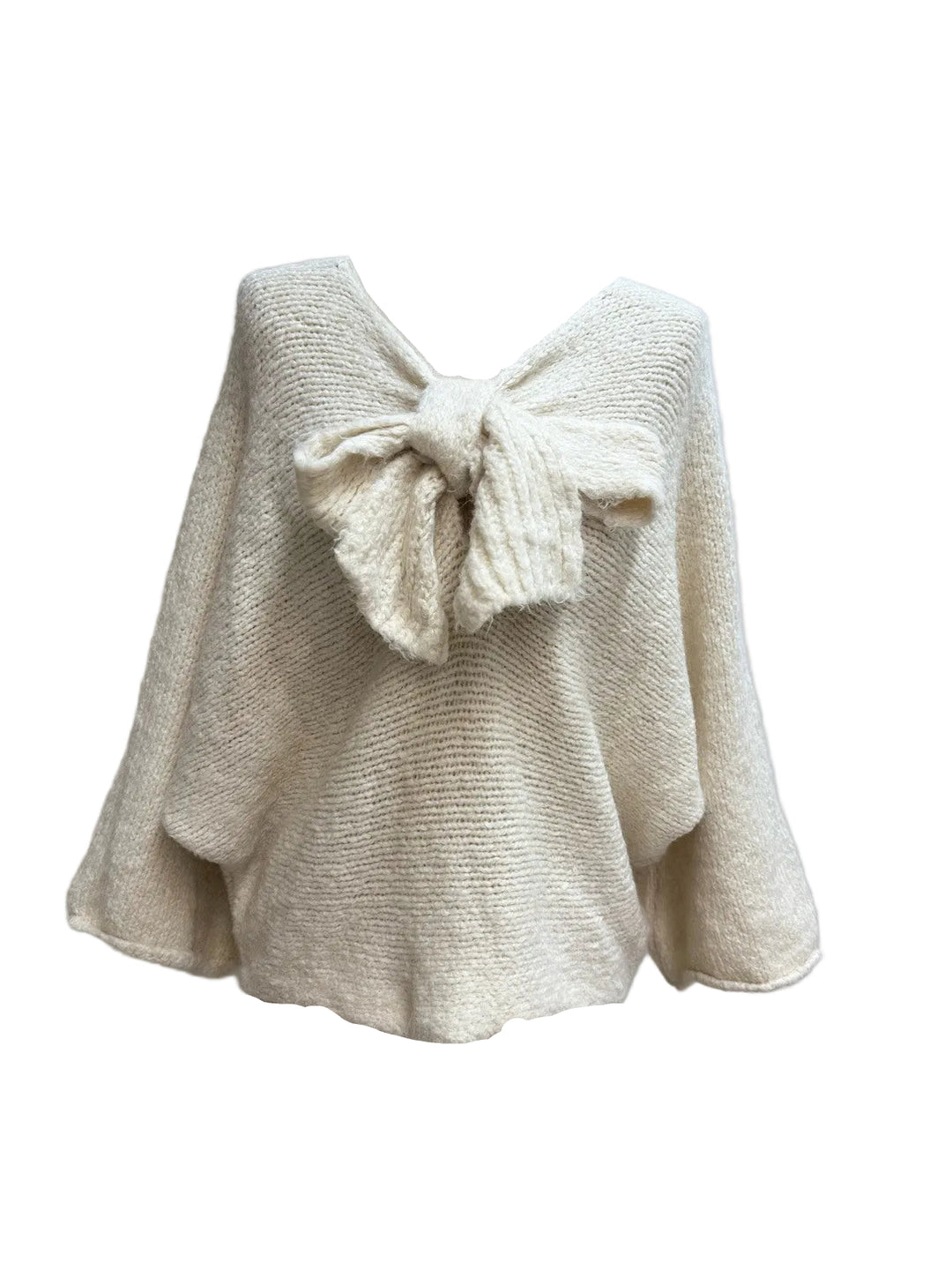 SELECTED BY KABARE - Bowie - Glesstickad tröja med rosett - Offwhite