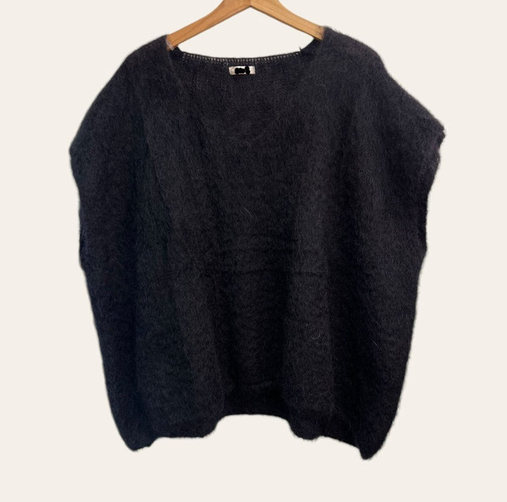 POLLY - Fluffy Mohair Sweater - Black