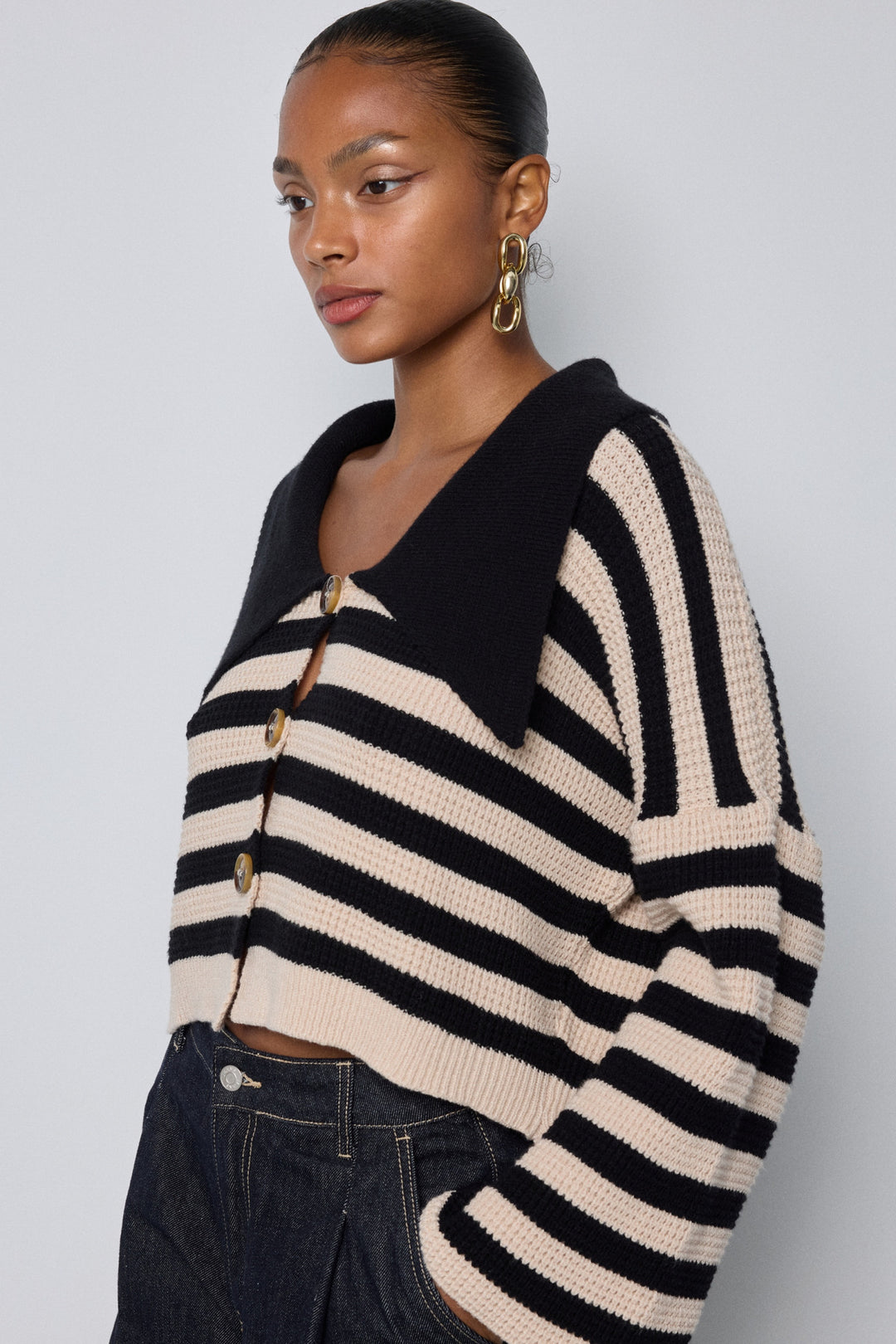 SELECTED BY KABARE - Sailor - Stripad jumper med stor krage