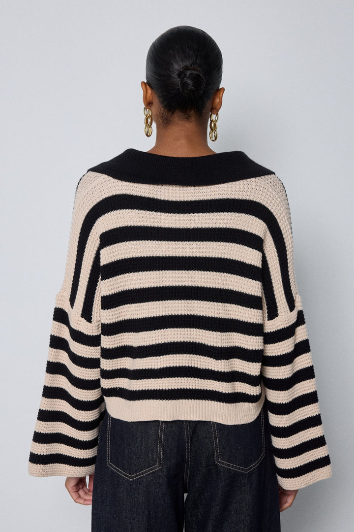 SELECTED BY KABARE - Sailor - Stripad jumper med stor krage