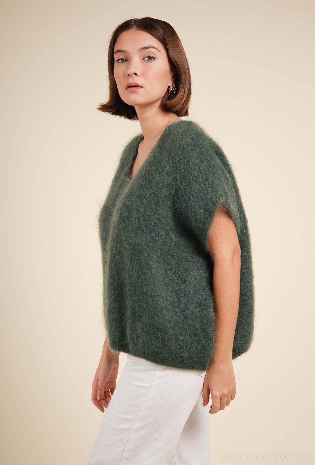 POLLY - Fluffy Mohair Sweater - Army