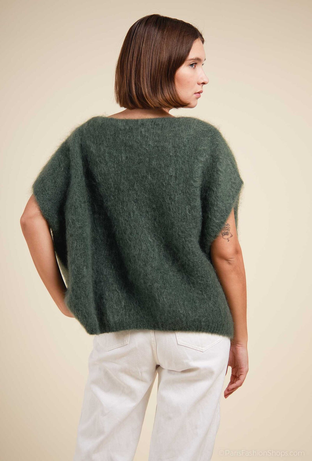 POLLY - Fluffy Mohair Sweater - Army
