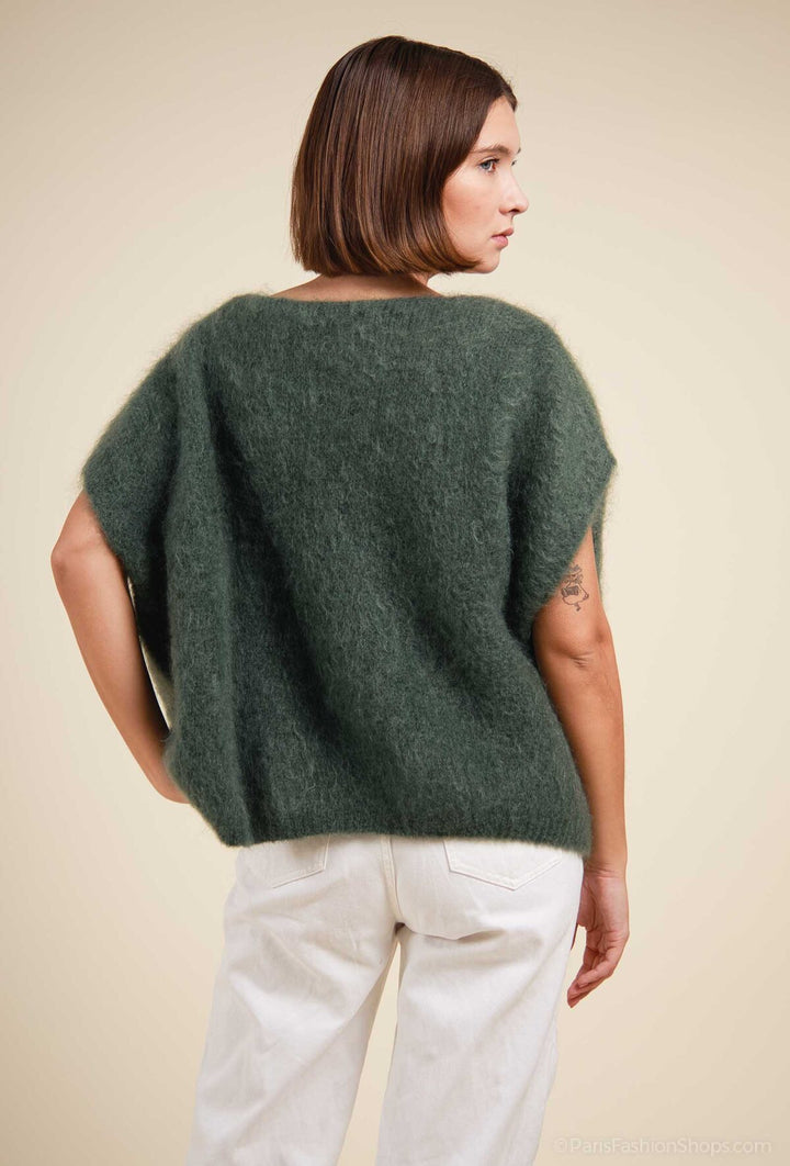 POLLY - Fluffy Mohair Sweater - Army