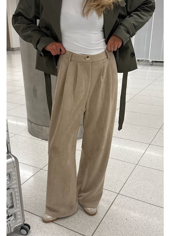 CLARA - Suede Pants - Beige