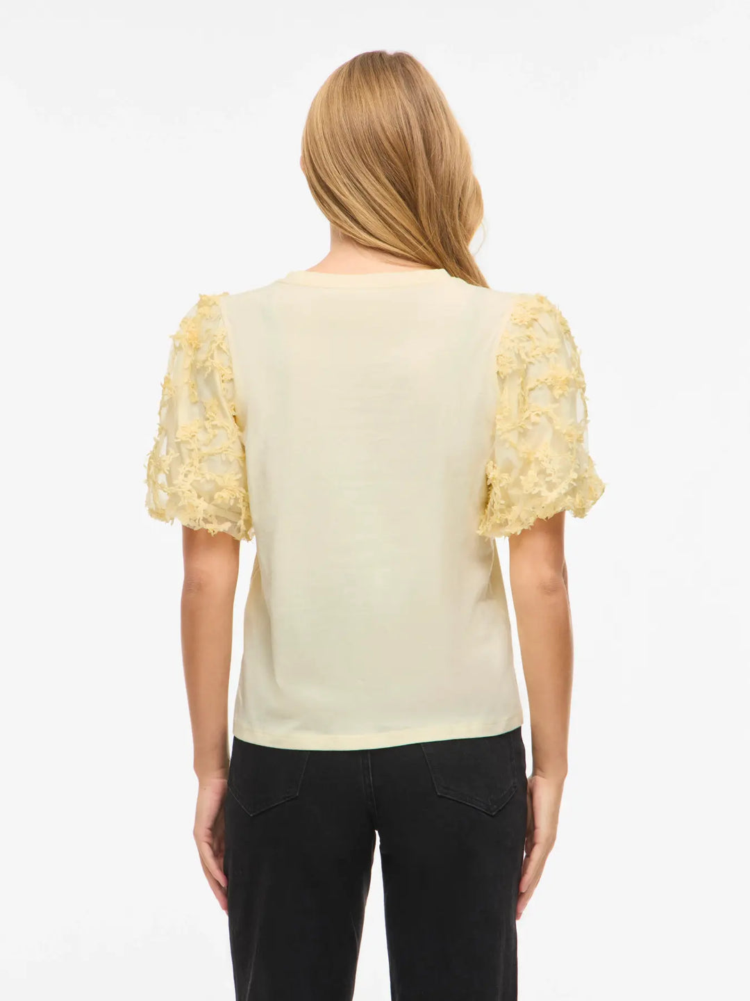 ONESCA - T-shirt med dekorärm - Pastell Gul