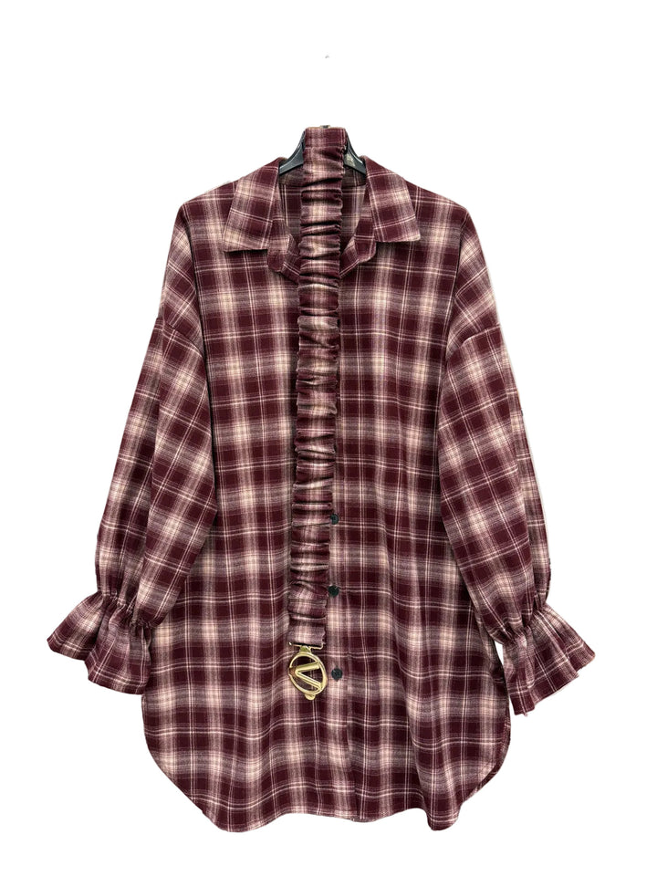 Penny - Plaid dress w belt - Red