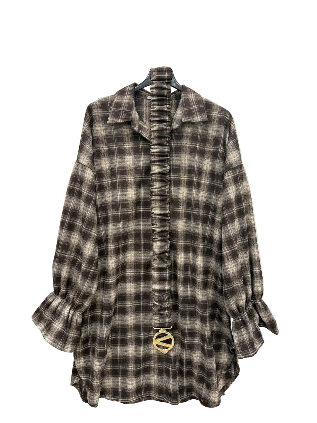 Penny - Plaid dress w belt - Brown