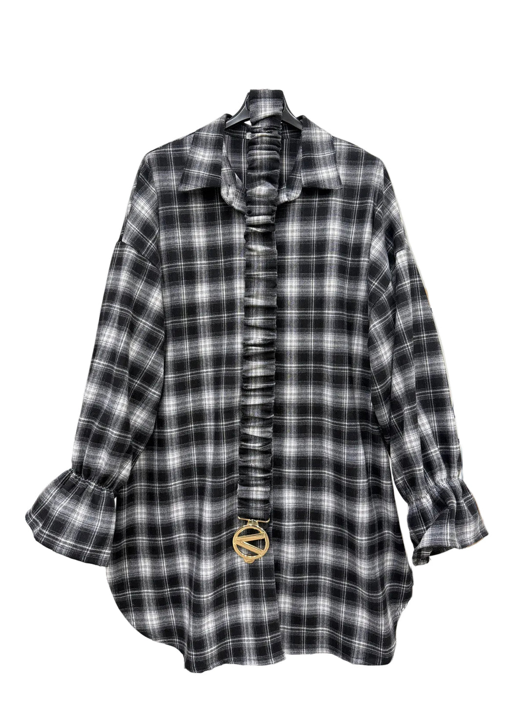 Penny - Plaid dress w belt - Black