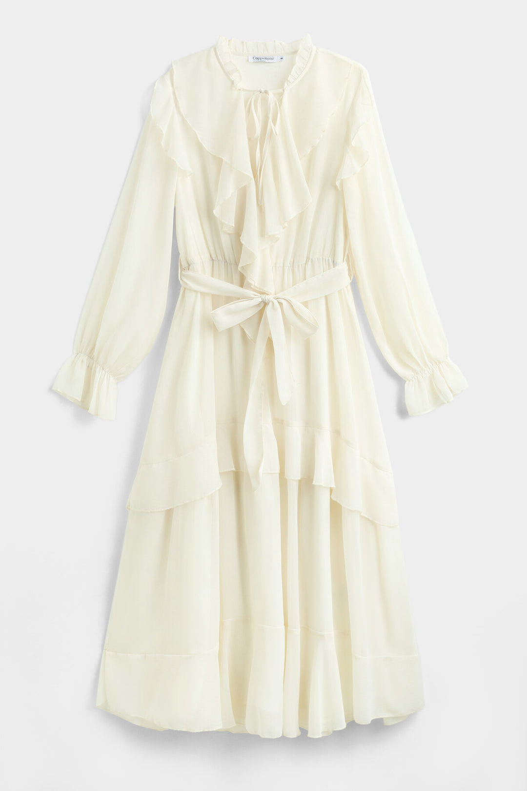 VIOLA - Boho klänning med volanger - Ivory