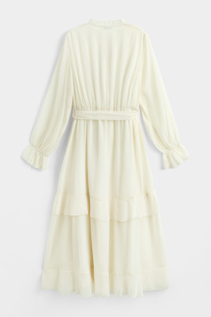VIOLA - Boho klänning med volanger - Ivory
