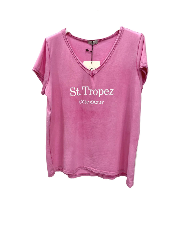 SELECTED BY KABARE - St Tropez - Washed T-shirt - Rasberry