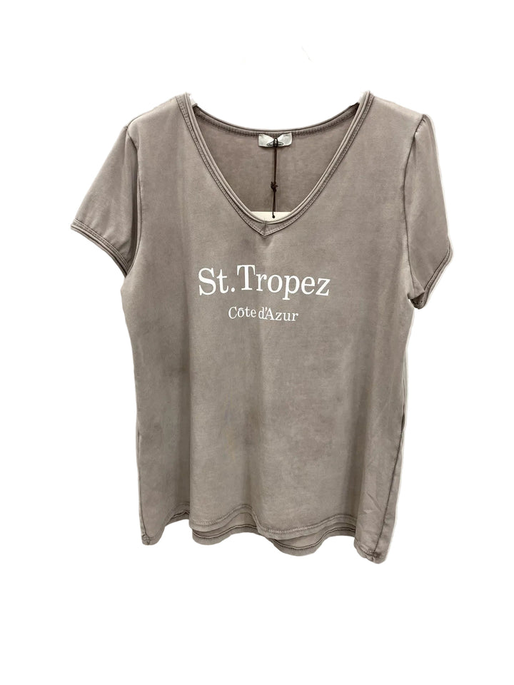 SELECTED BY KABARE - St Tropez - Washed T-shirt - Taupe