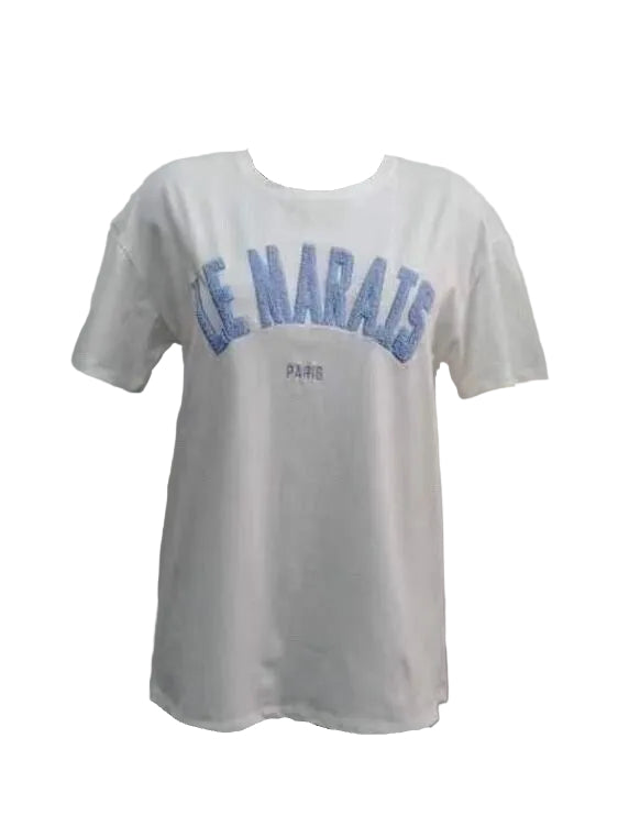 SELECTED BY KABARE - London T-shirt - White/Blue