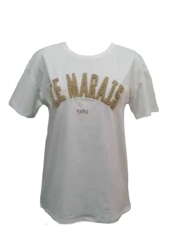 SELECTED BY KABARE - London T-shirt - White/Beige