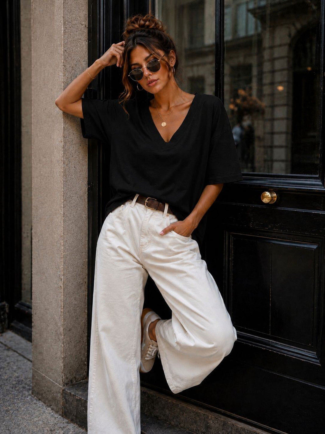 MELISSA - T-Shirt V Neck - Black
