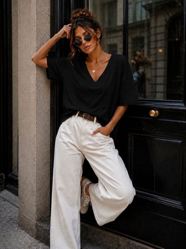 MELISSA - T-Shirt V Neck - Black
