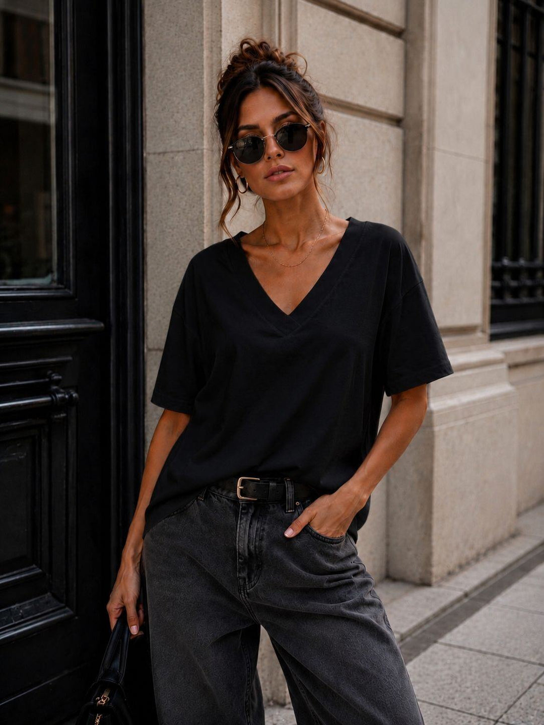 MELISSA - T-Shirt V Neck - Black