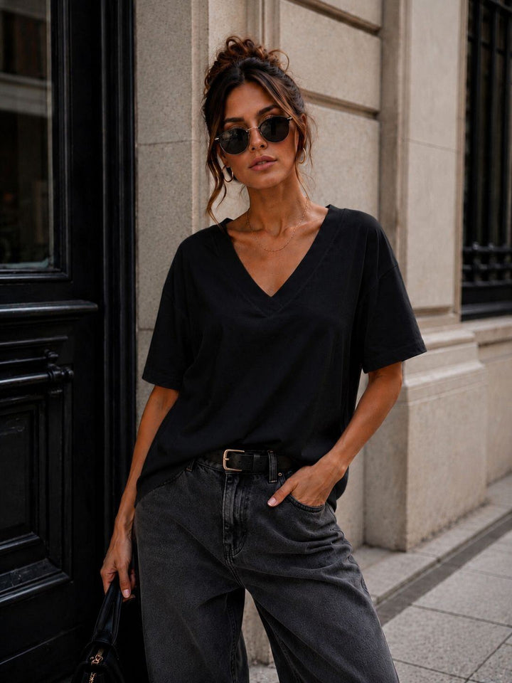 MELISSA - T-Shirt V Neck - Black