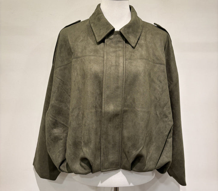 SIDNEY - Faux Suede Bomberjacket - Army - Virala Trendjackan