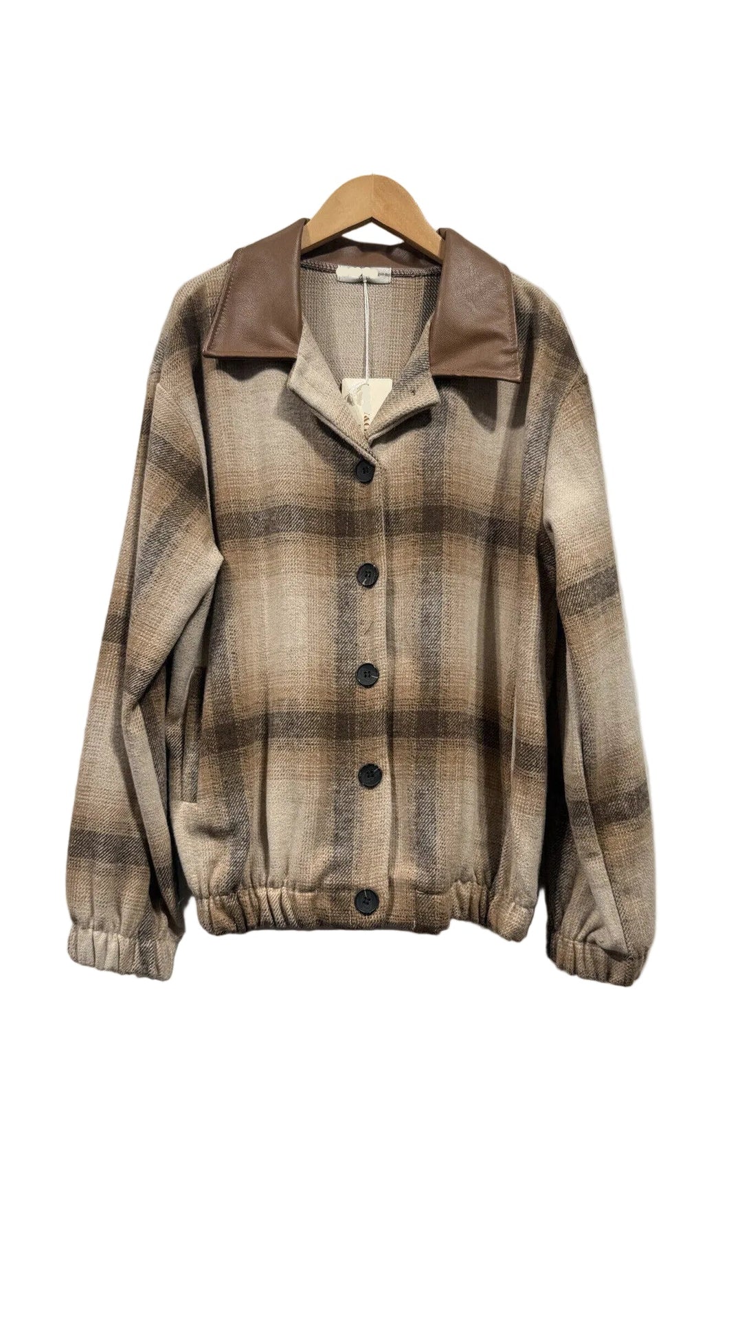 CHECK - Checkered Bomber Jacket  - Brown