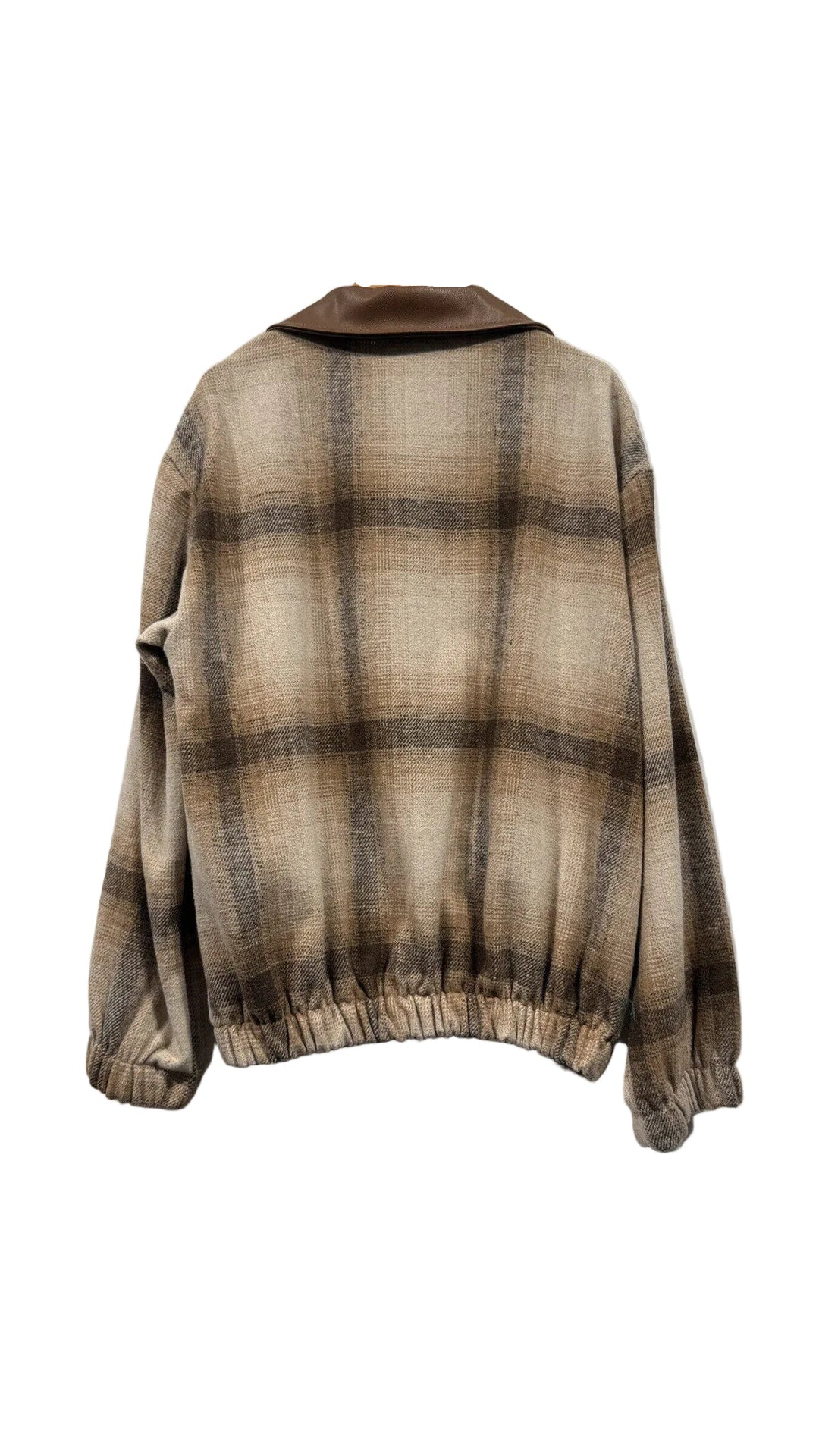 CHECK - Checkered Bomber Jacket  - Brown