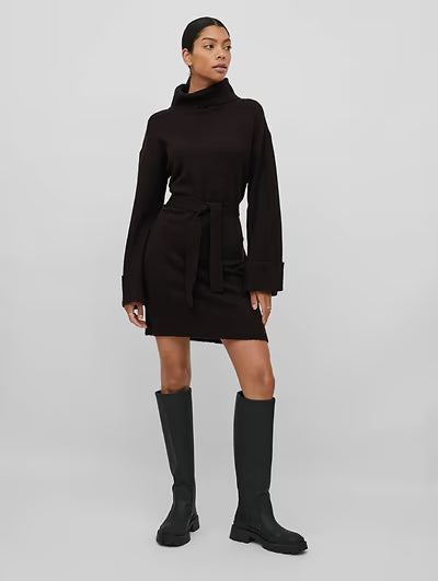 ROLFIE - Knit Belt Dress - Black