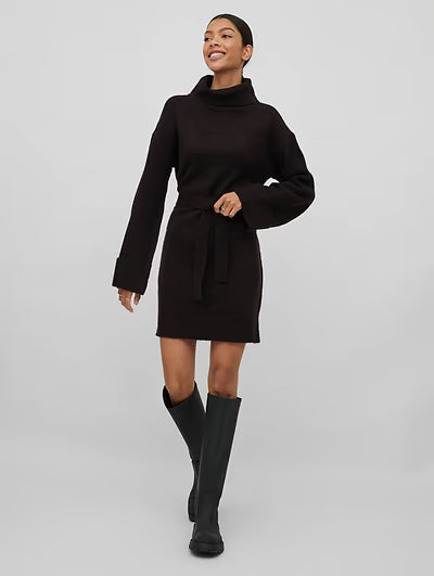 ROLFIE - Knit Belt Dress - Black